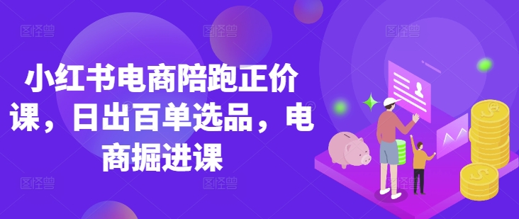小红书电商陪跑正价课，小红书官方认证电商讲师教学，日出百单选品，电商掘进课-成可创学网