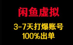 闲鱼虚拟详解，3-7天打爆账号，100%出单-成可创学网