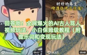回答我！全网爆火的AI古人骂人视频玩法，小白保姆级教程（附提示词和变现玩法）-成可创学网