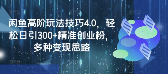 闲鱼高阶玩法技巧4.0，轻松日引300+精准创业粉，多种变现思路-成可创学网