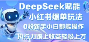 DeepSeek赋能小红书爆单玩法0粉新手小白都能操作，执行力跟上收益轻松上W，懒人勿做-成可创学网