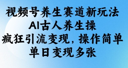 视频号养生赛道新玩法，AI古人养生操，疯狂引流变现，操作简单，单日变现多张-成可创学网