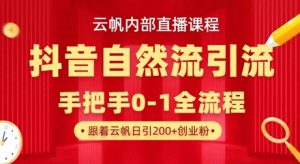 【云帆内部直播课】抖音最新自然模版引流玩法，单号单日引300+精准创业粉-成可创学网