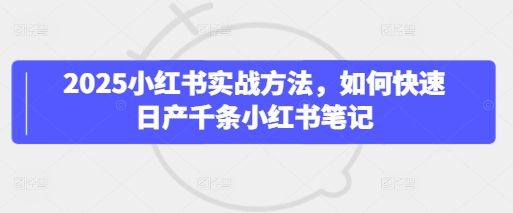 2025小红书实战方法，如何快速日产千条小红书笔记-成可创学网