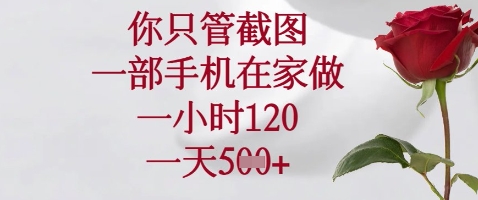 你只管截图，一部手机在家做，苹果安卓都可以，一小时120，一天5张+【揭秘】-成可创学网
