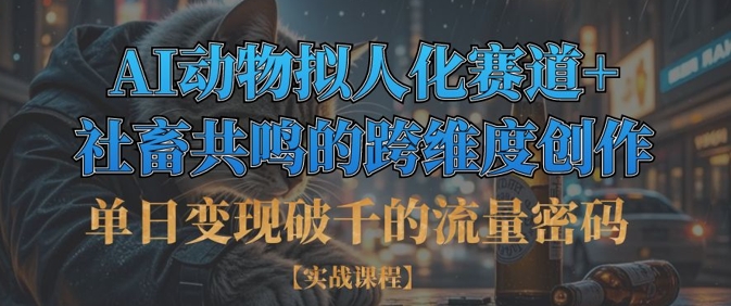 单日变现破千的流量密码，AI动物拟人化赛道+社畜共鸣的跨维度创作-成可创学网