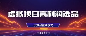 虚拟项目高利润选品方法,做好单店利润1W+,可多店倍增利润-成可创学网