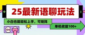 25年最新语聊玩法,纯手工,单机收益100+,小白也能轻松上手,可矩阵操作-成可创学网