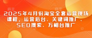 2025年4月份淘宝全套运营现场课程,运营后台、关键词推广、SEO搜索、万相台推广-成可创学网