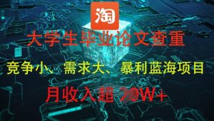 大学生毕业论文查重，暴利蓝海项目，月收入过1W+-成可创学网