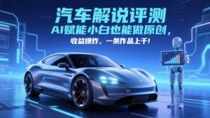 抖音汽车解说评测赛道，AI赋能小白也能做原创，收益爆炸，一条作品上千-成可创学网