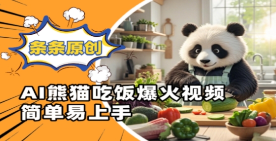 Ai熊猫吃饭爆火视频，条条原创，简单易上手-成可创学网